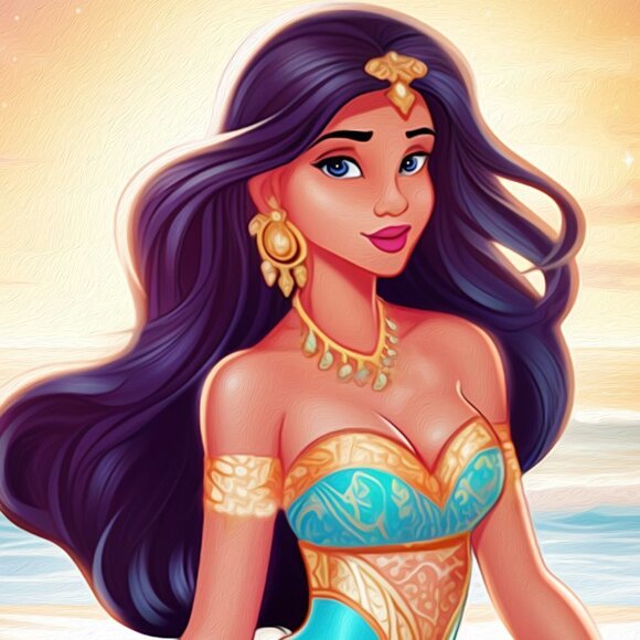 NobleCaptures Other - 20x30 Disney Princess Jasmine Portrait‎ Wall Art Watercolor Oil Painting Print